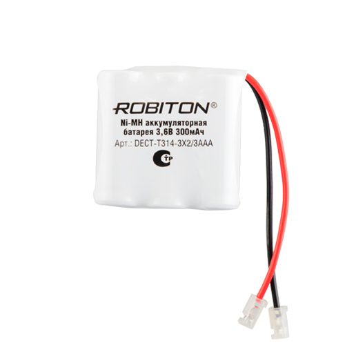 

Батарея аккумуляторная ROBITON DECT-T314-3x2/3AAА Ni-MH 3.6В 300mAh, универсал. коннектор