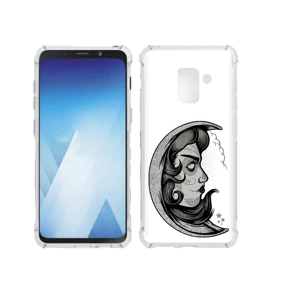 Чехол MyPads Tocco для Samsung Galaxy A5 (2018) черно белая луна с лицом (PT95317.573.680)
