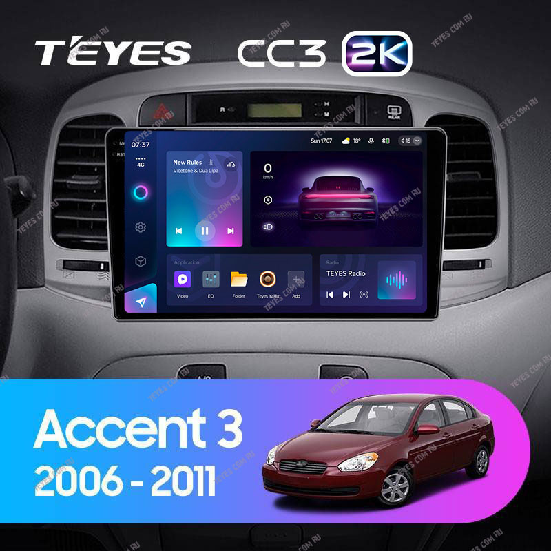 

Штатная магнитола Teyes CC3 2K 360 6/128 Hyundai Accent 3 (2006-2011), CC3 2K 360