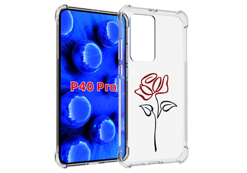 

Чехол MyPads цветок в одну линию для Huawei P40 Pro противоударный, Прозрачный, Tocco