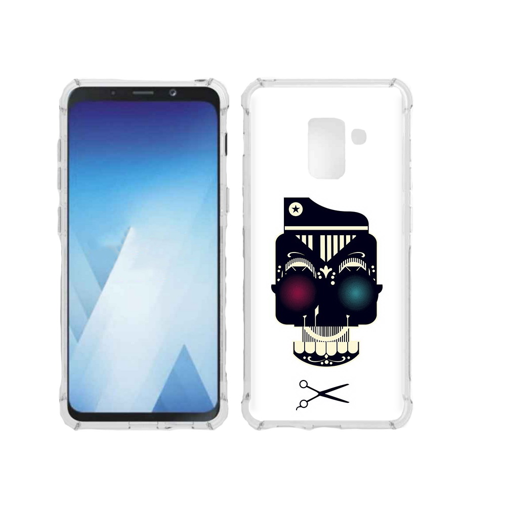 

Чехол MyPads Tocco для Samsung Galaxy A5 (2018) черно белый скелет с яркими глазами, Прозрачный, Tocco