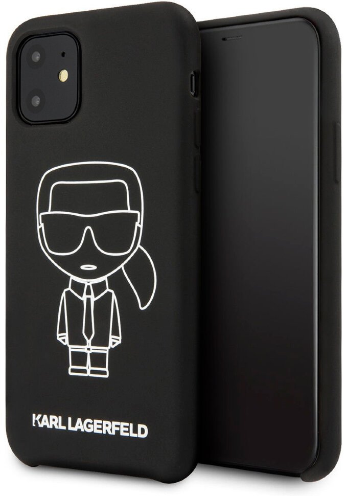 фото Чехол cg mobile karl lagerfeld ikonik outlines hard для iphone 11 черный/белый