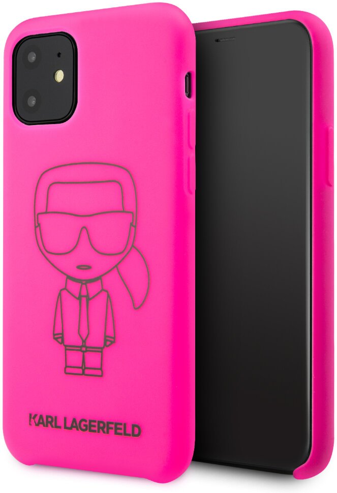 фото Чехол cg mobile karl lagerfeld ikonik outlines hard для iphone 11 розовый/черный