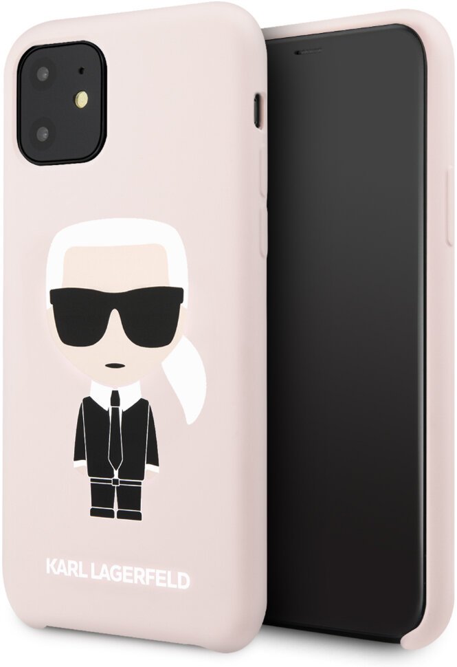 фото Чехол cg mobile karl lagerfeld liquid silicone iconic karl hard для iphone 11 розовый