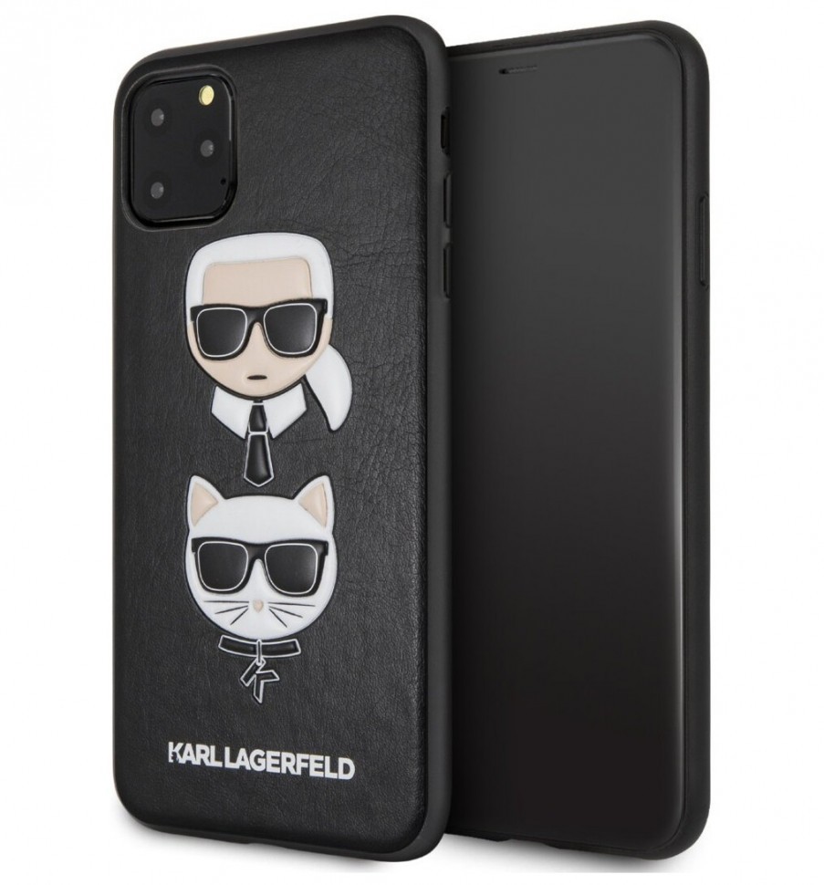 фото Чехол karl lagerfeld pu leather karl and choupette hard iphone 11 pro max, черный cg mobile