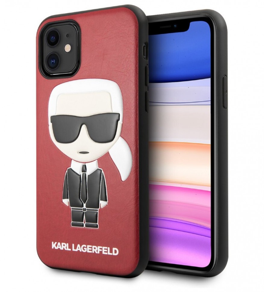 фото Чехол karl lagerfeld pu leather iconik karl hard iphone 11, красный cg mobile