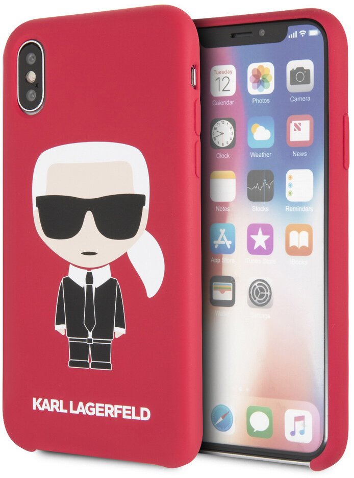 фото Чехол cg mobile karl lagerfeld liquid silicone iconic karl hard для iphone x/xs красный