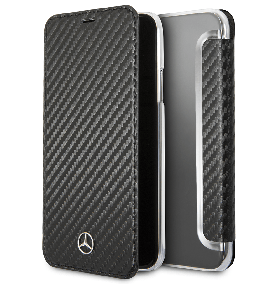 Чехол-книжка Mercedes Dynamic Booktype PU Carbon iPhone X/XS, Черный