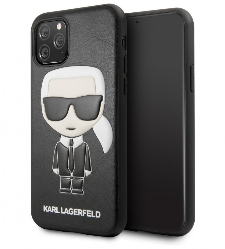 фото Чехол karl lagerfeld pu leather iconik karl hard iphone 11 pro max, черный cg mobile