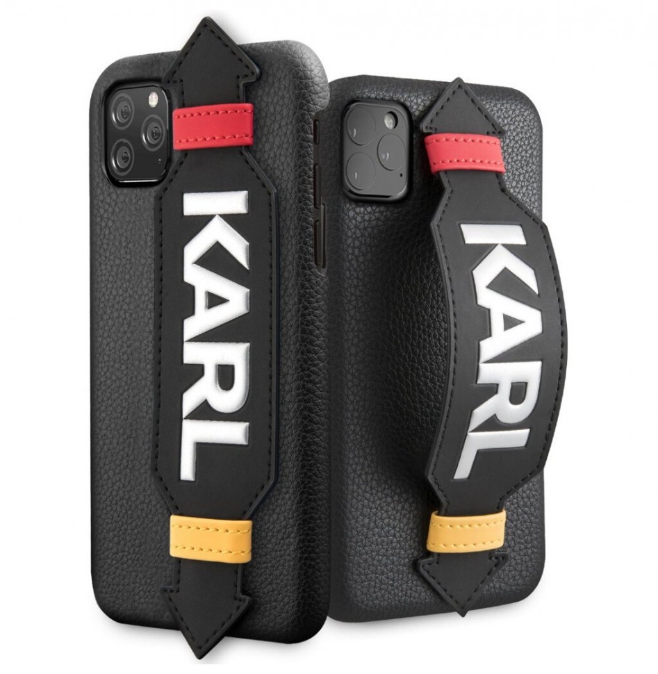 фото Чехол karl lagerfeld pu leather with strap karl logo hard iphone 11 pro max, черный cg mobile