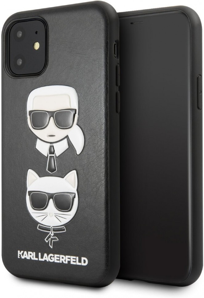 фото Чехол karl lagerfeld pu leather karl and choupette hard iphone 11, черный cg mobile