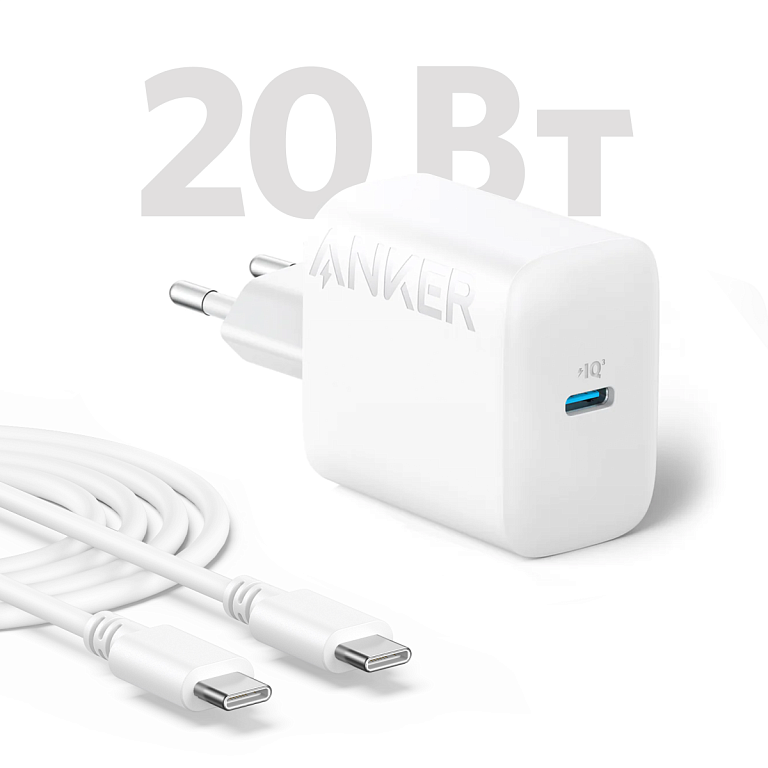 Сетевое зарядное устройство Anker 312 USB-Type С 20 Вт, белый