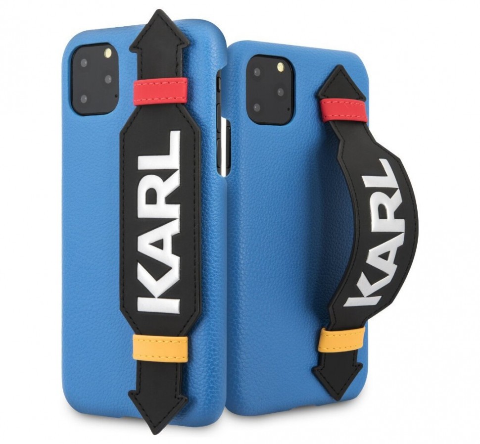 фото Чехол karl lagerfeld pu leather with strap karl logo hard iphone 11 pro max, голубой cg mobile