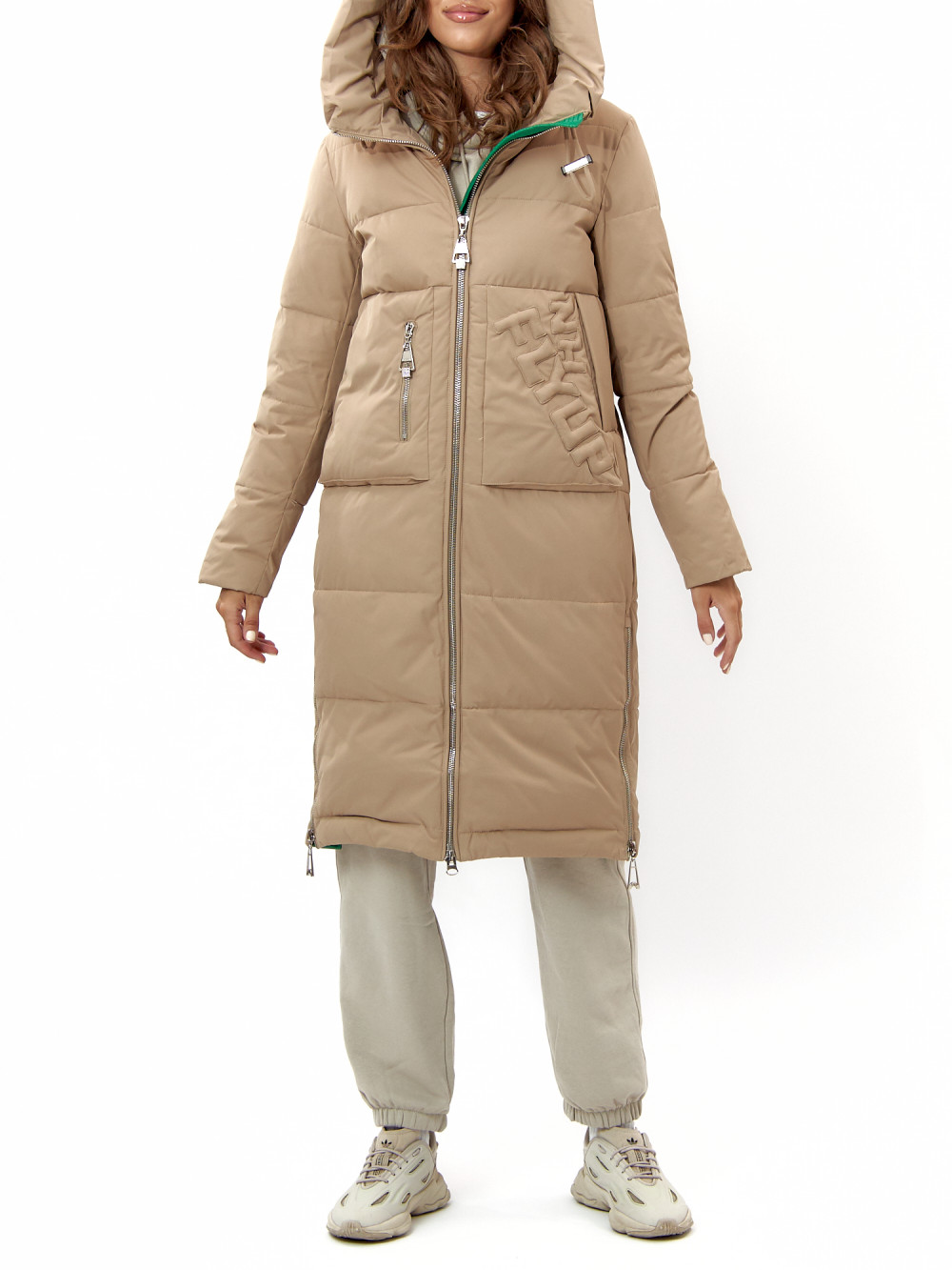 

Пальто женское AD112253 бежевое 3XL, Бежевый, AD112253