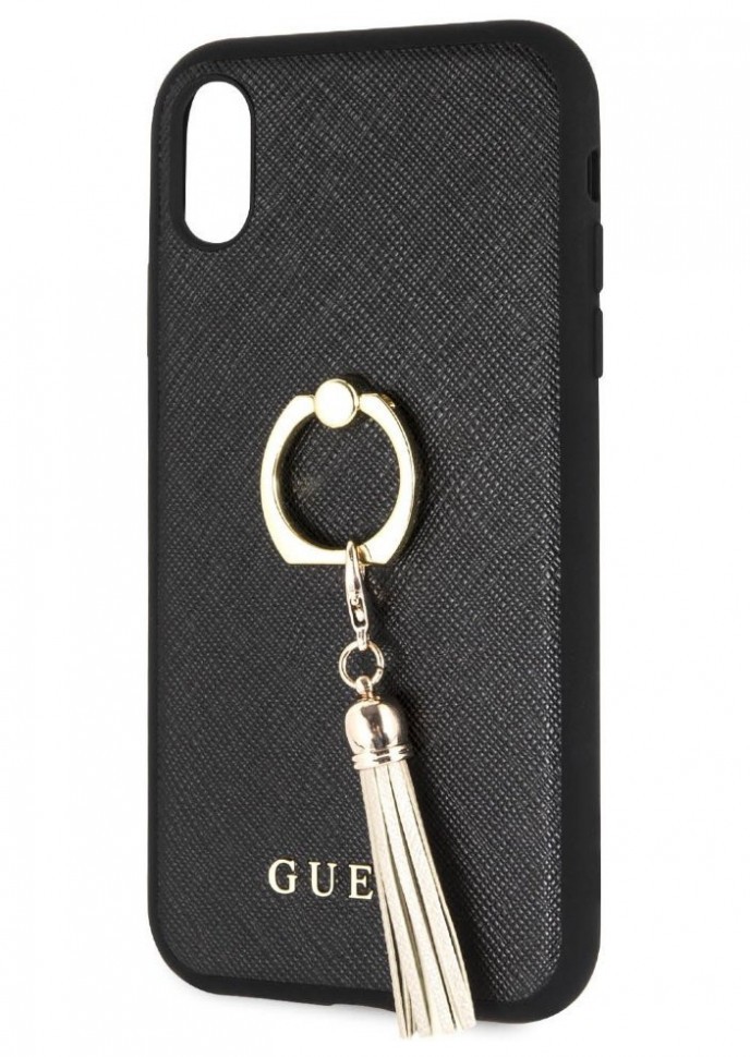 фото Чехол guess saffiano hard pu + ring iphone xr, черный cg mobile