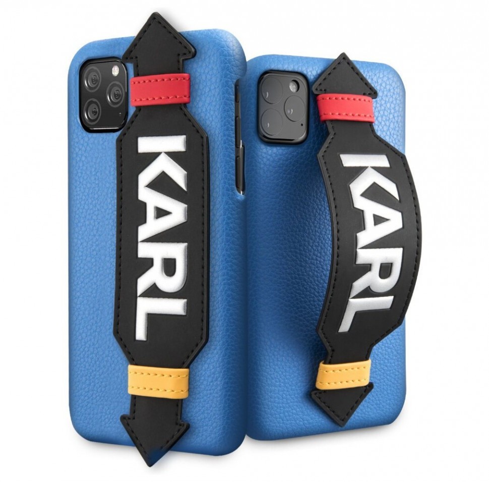 фото Чехол karl lagerfeld pu leather with strap karl logo hard iphone 11 pro, голубой cg mobile