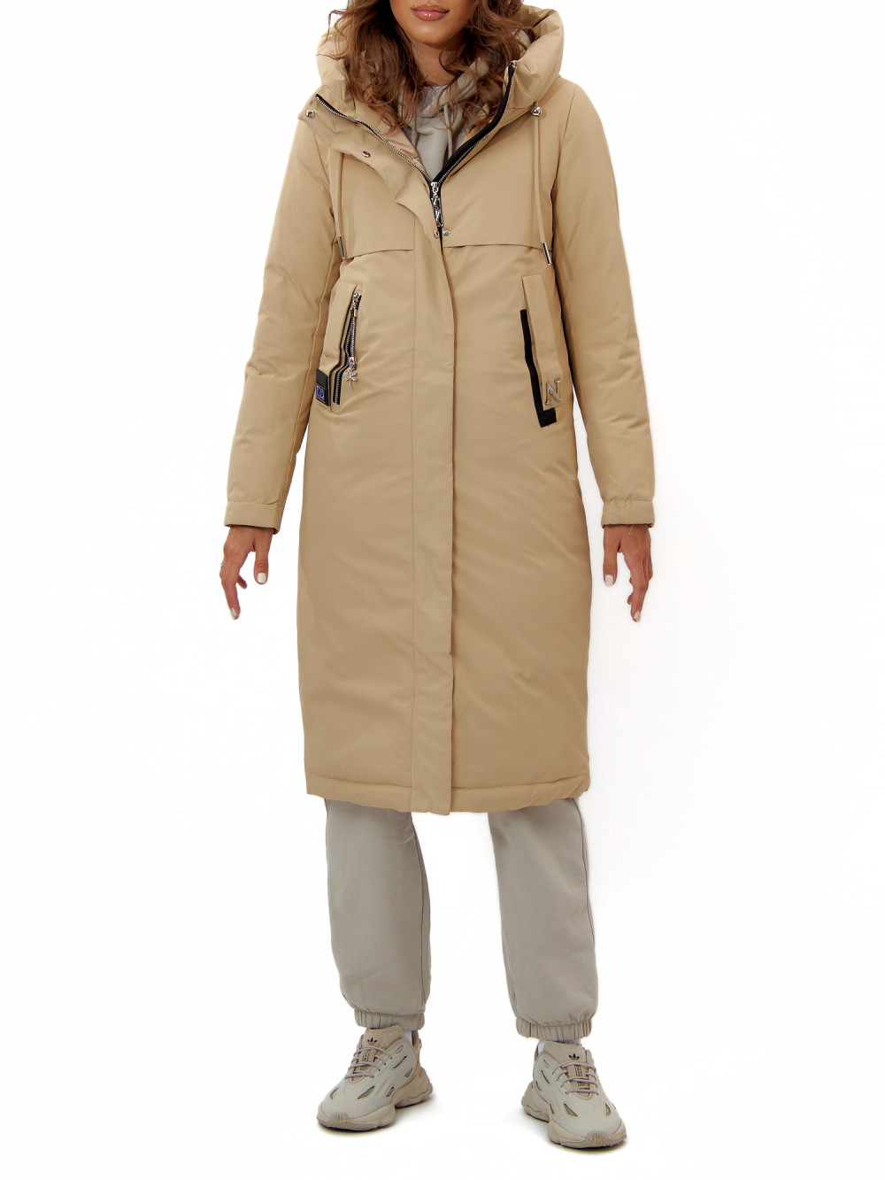 Пальто женское AD112210 бежевое 3XL