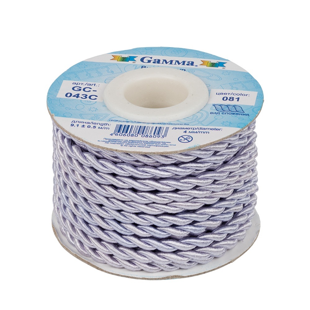 

Gamma 4 мм, витой, 9,1+/-0,5 м, №081, светло-фиолетовый