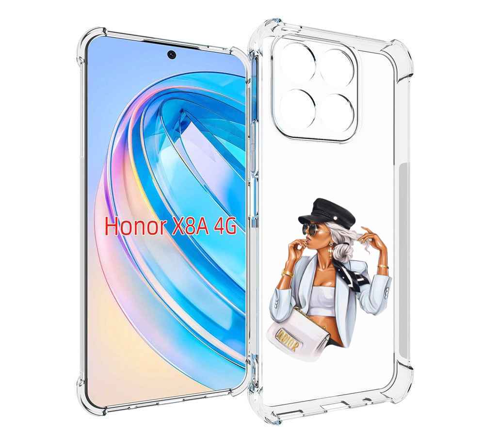 

Чехол MyPads девушка-в-белом-с-модной-сумочкой женский для Honor X8a, Tocco