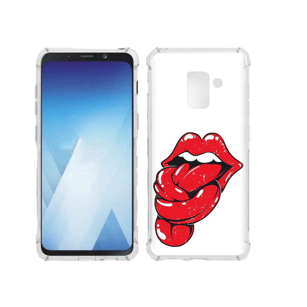 

Чехол MyPads Tocco для Samsung Galaxy A5 (2018) яркие губы с языком (PT95317.573.705), Прозрачный, Tocco