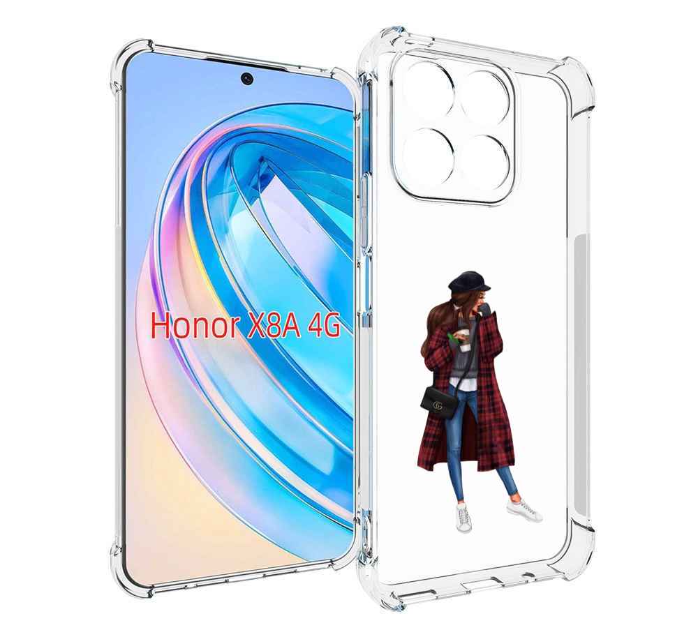 

Чехол MyPads девушка-в-клетчатом-пальто для Honor X8a, Tocco
