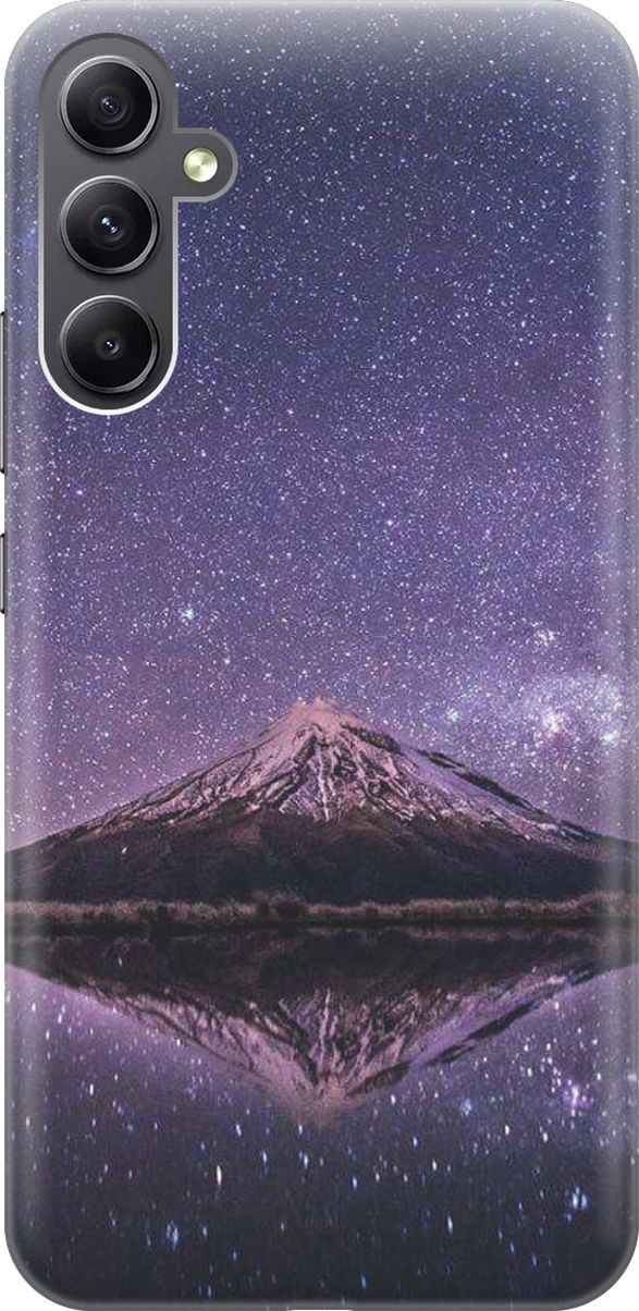 

Силиконовый чехол на Samsung Galaxy A34 5G "Гора и звездное небо", Синий;фиолетовый, 158716