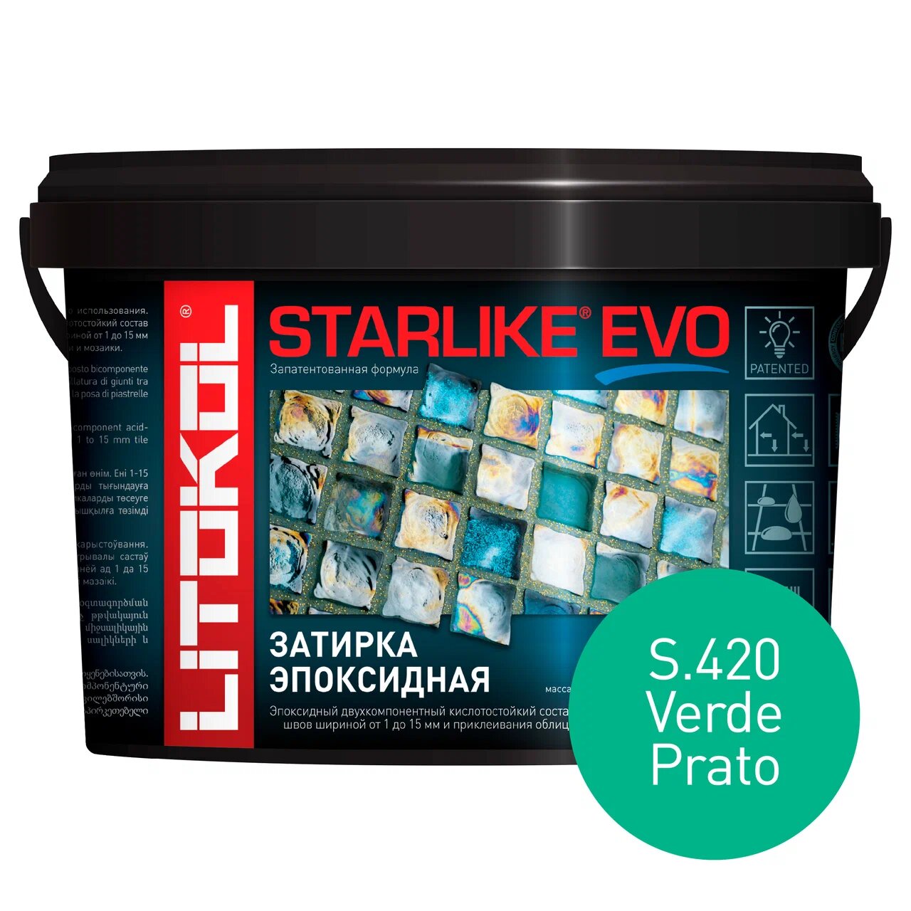 фото Затирка litokol starlike evo s.420 verde prato, 2,5 кг