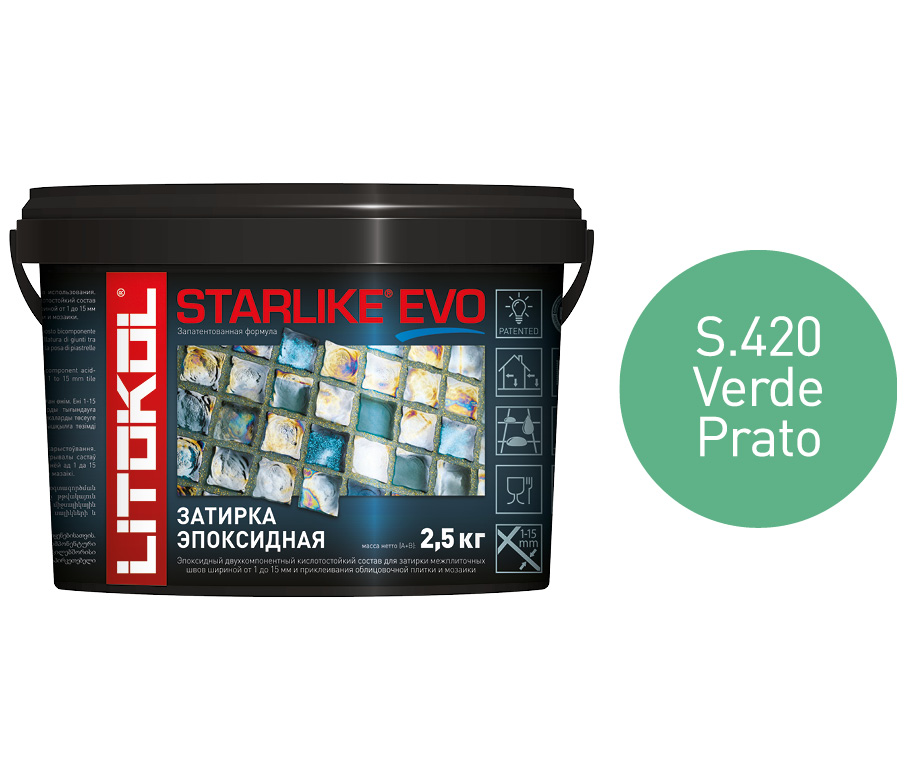 фото Затирка litokol starlike evo s.420 verde prato, 2,5 кг