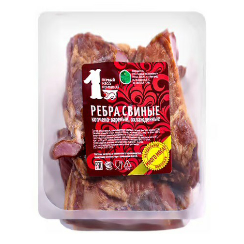 

Ребра свиные Первый Мясокомбинат копчено-вареные +-800 г