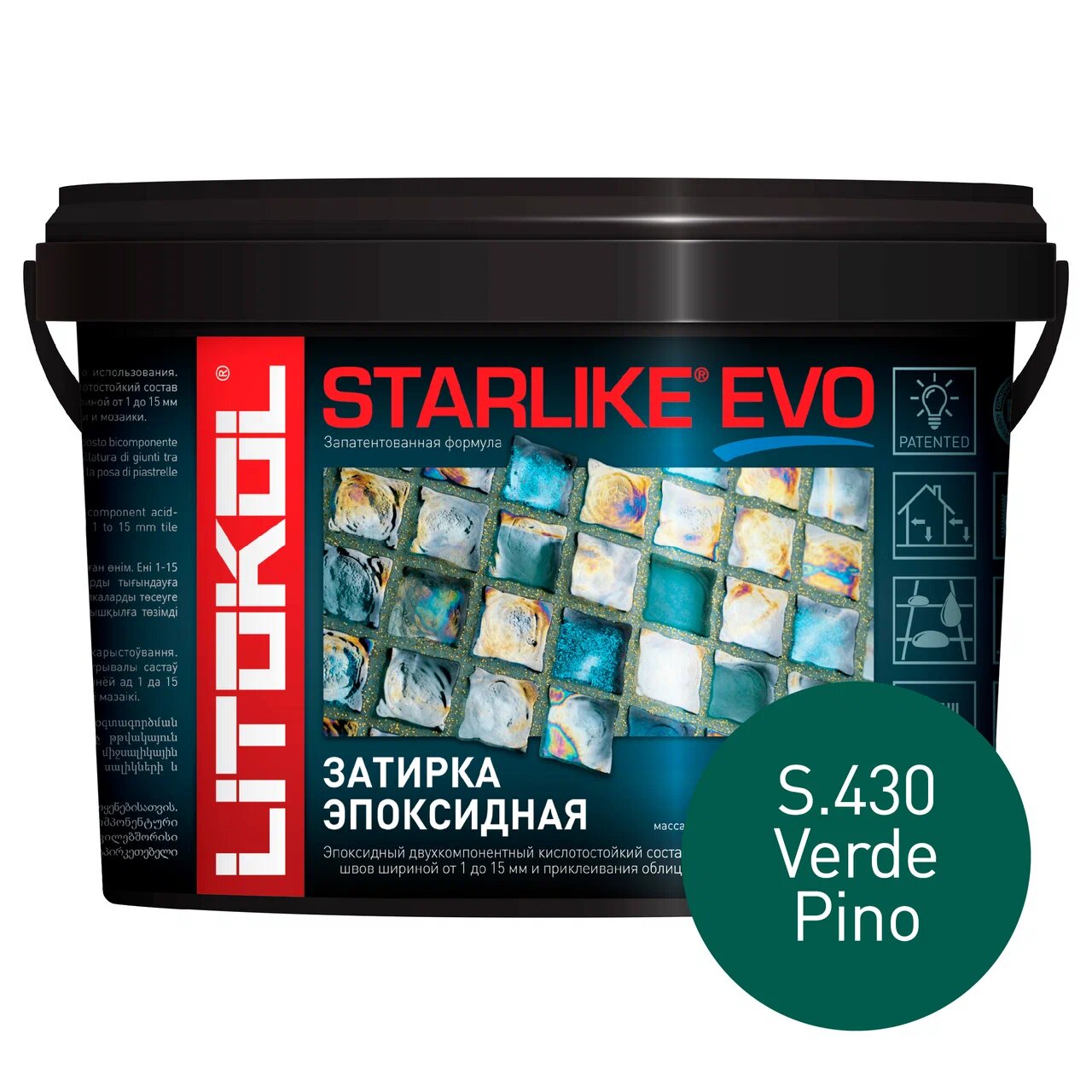 фото Затирка litokol starlike evo s.430 verde pino, 2,5 кг