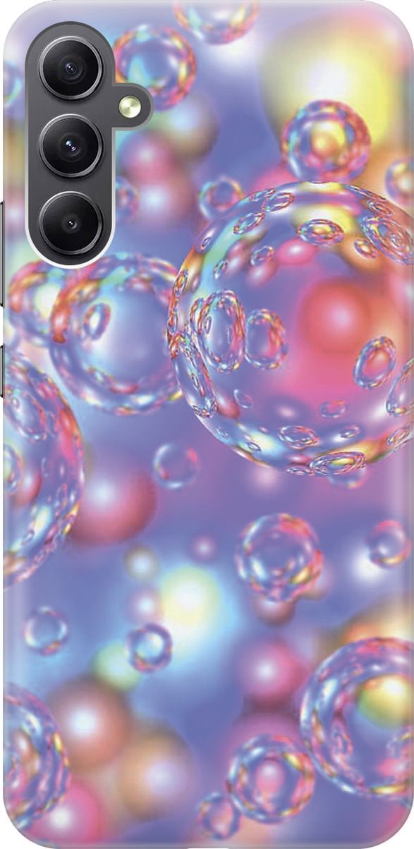 

Силиконовый чехол на Samsung Galaxy A34 5G "Необычные пузырьки", Белый;розовый, 158706