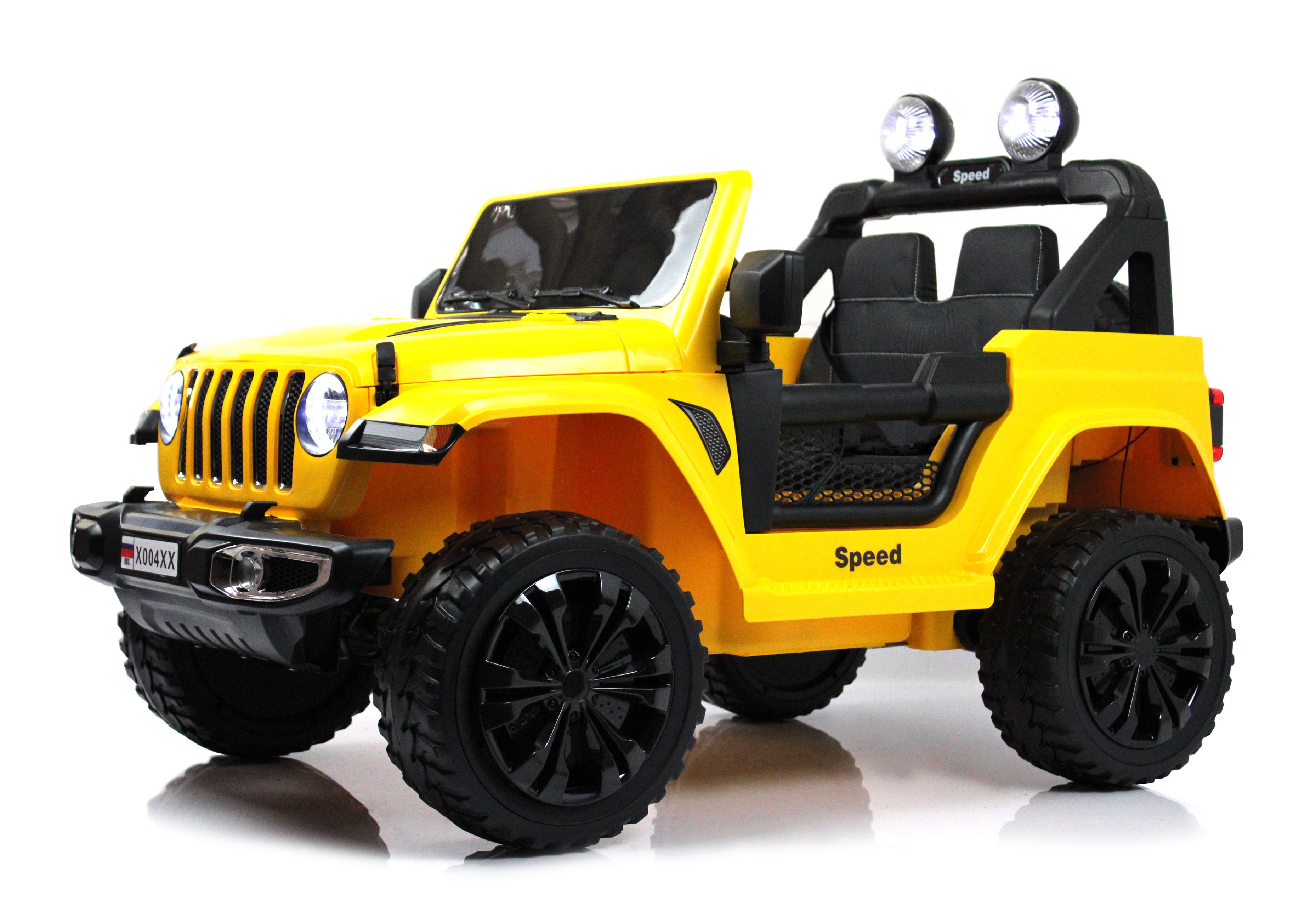 

Электромобиль детский RIVERTOYS X004XX Джип Rubicon Желтый, полный привод, X004XX