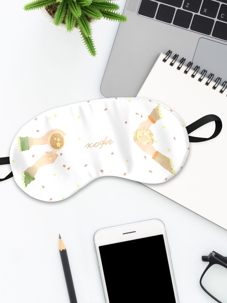 Маска для сна КофеЧашкиРуки белая