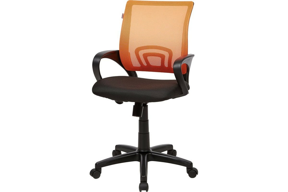 фото Easy chair пластик черный, ткань черная сетка, оранжевый
