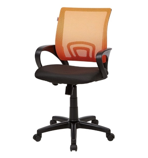 фото Easy chair пластик черный, ткань черная сетка, оранжевый