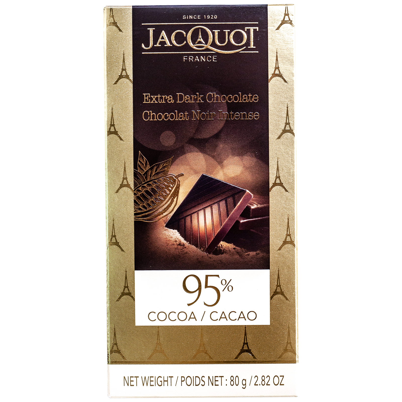 Плитка Jacquot горький шоколад 95% 80 г