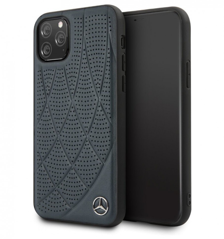 Чехол Mercedes Bow Quilted/perforated Hard Leather iPhone 11 Pro, Синий