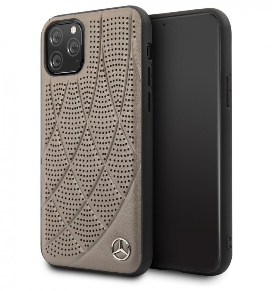 фото Чехол mercedes bow quilted/perforated hard leather iphone 11 pro, коричневый cg mobile