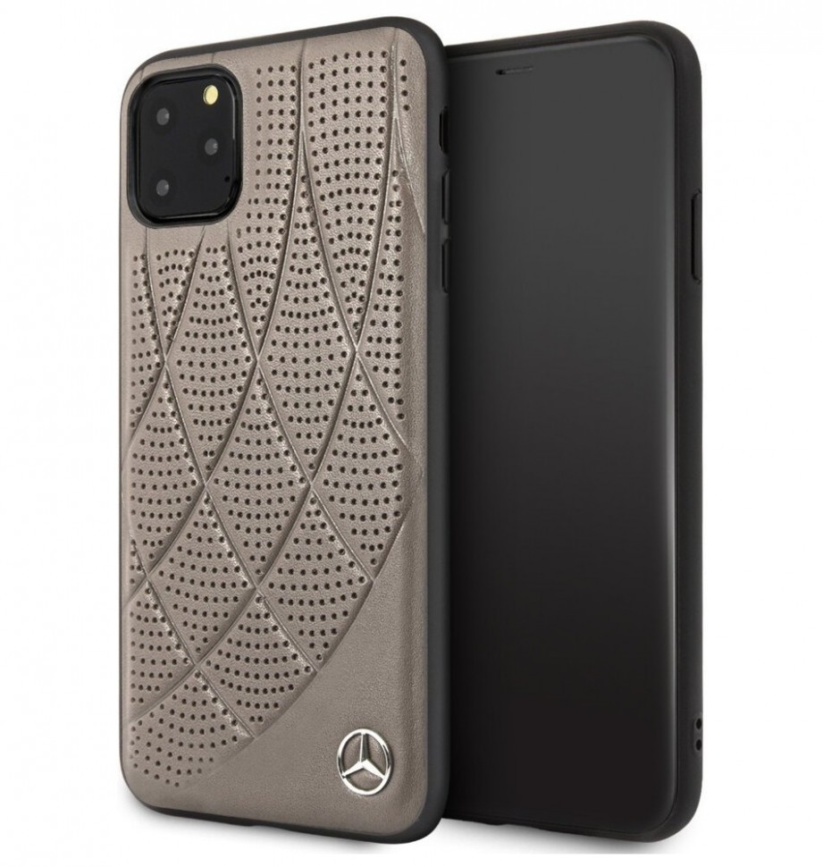 фото Чехол mercedes bow quilted/perforated hard leather iphone 11 pro max, коричневый cg mobile