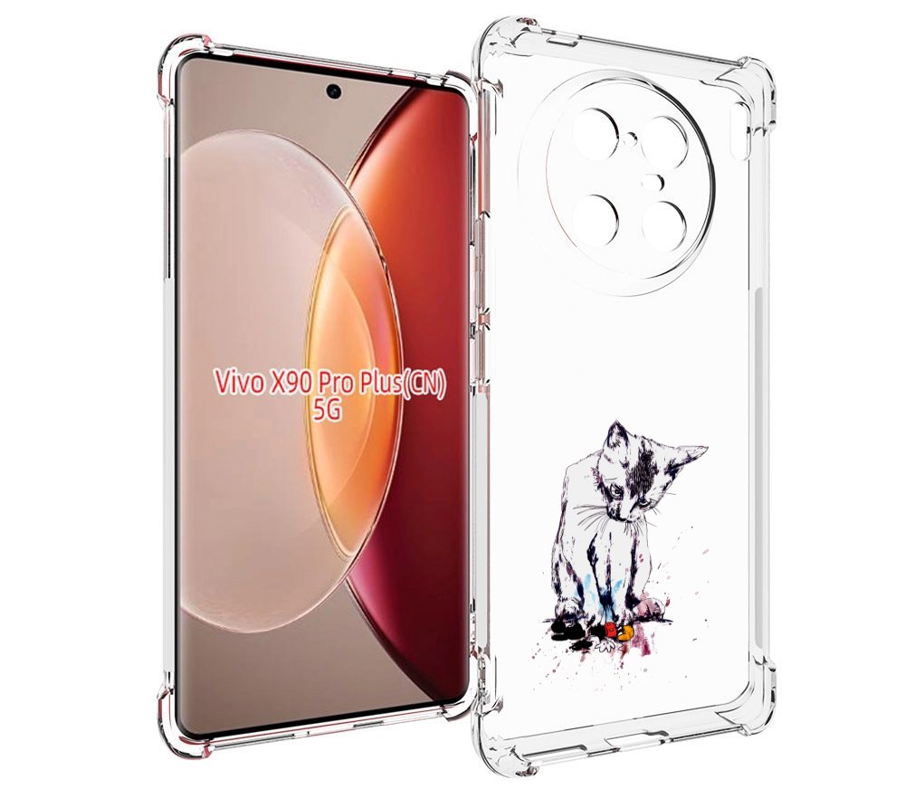 

Чехол MyPads кот и микки для Vivo X90 Pro Plus, Прозрачный, Tocco