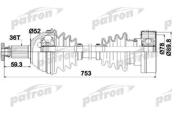

Полуось передняя правая 36x753x52 seat: cordoba 02 -, ibiza iv 02 - skoda: fabia 06 -, fa