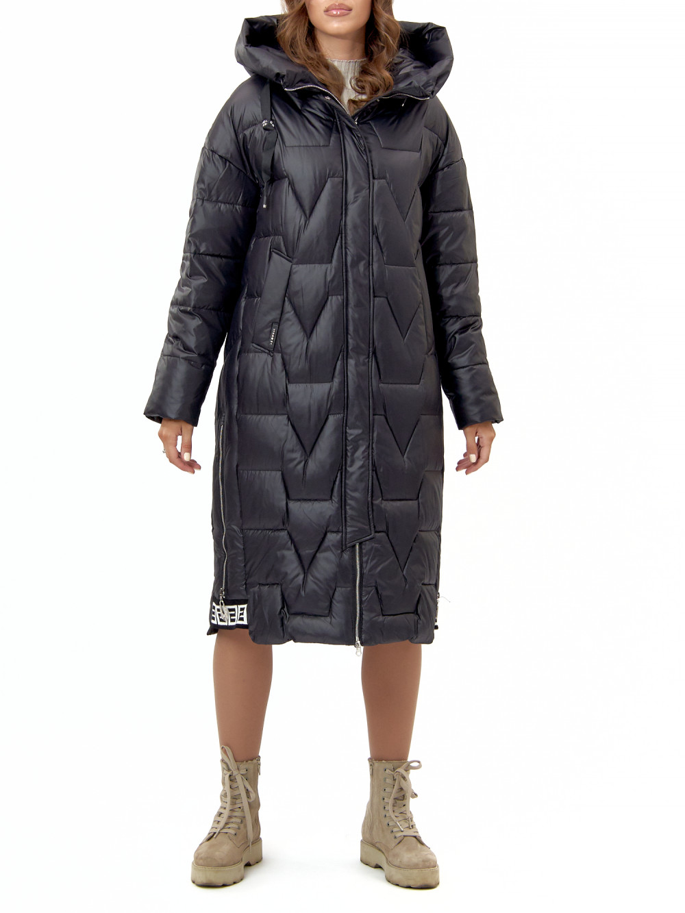 

Пальто женское AD11373 черное 5XL, AD11373