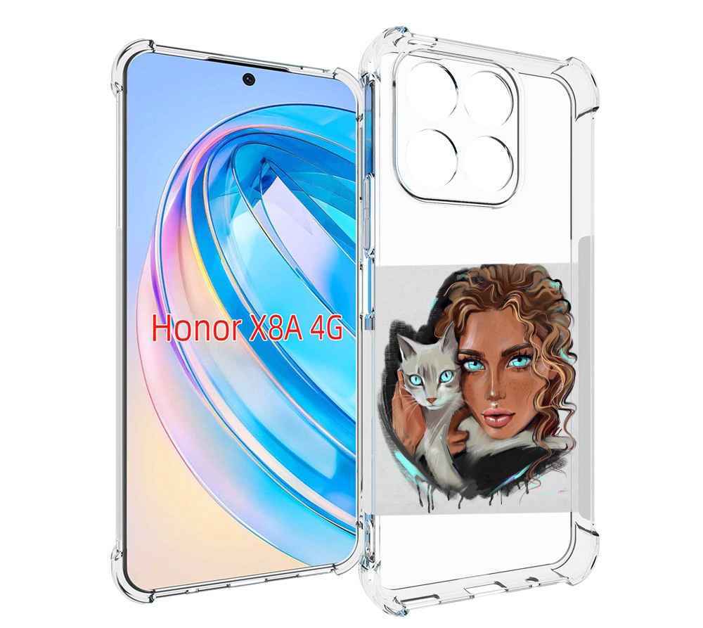 

Чехол MyPads девушка-с-котом-голубые-глаза женский для Honor X8a, Tocco