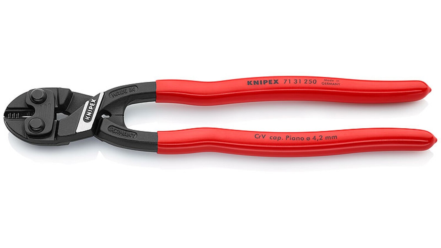 

Болторез Knipex компактный CoBolt XL, с выемкой на кромках, 200 мм, обливные ручки, KN-7131250SB