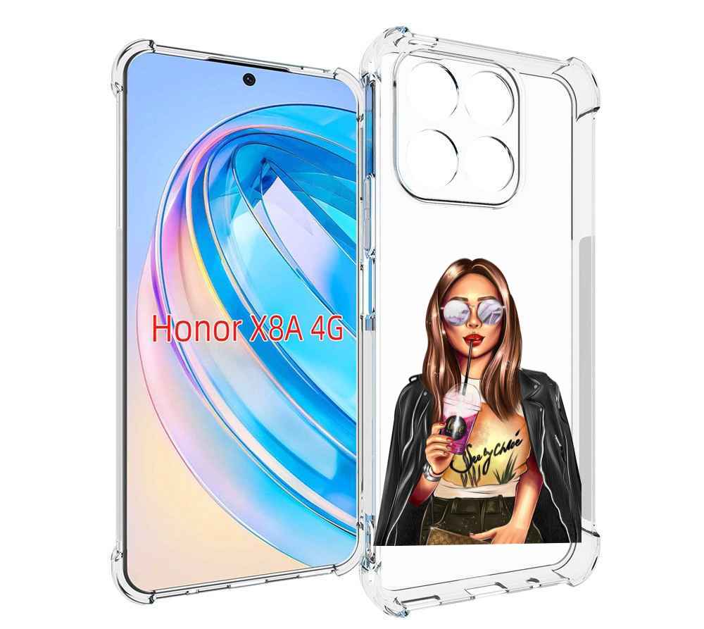 

Чехол MyPads девушка-с-фиолетовым-коктейлем женский для Honor X8a, Tocco