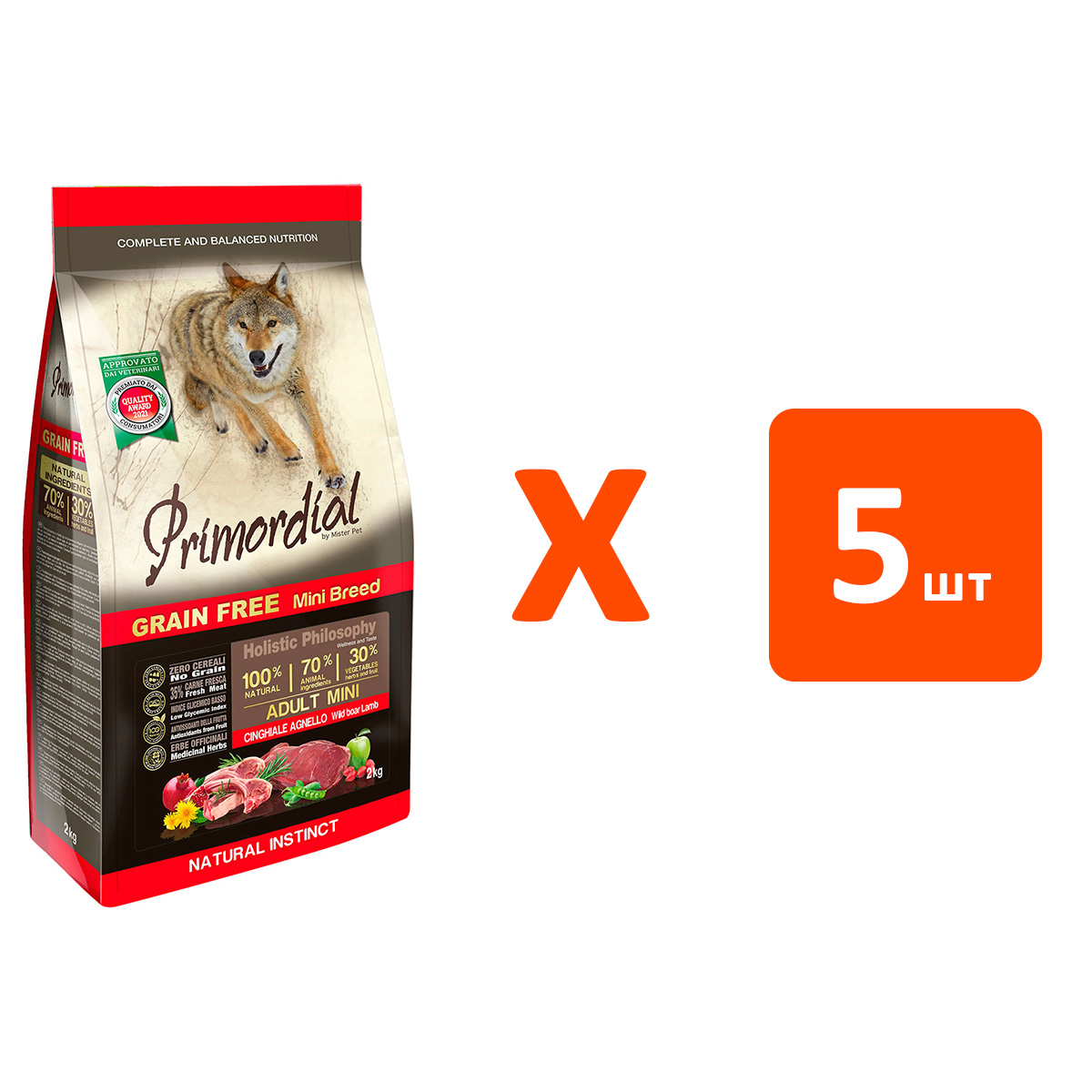 

PRIMORDIAL PRIMORDIAL ADULT MINI BREED беззерновой для взрослых собак маленьких пород с ка