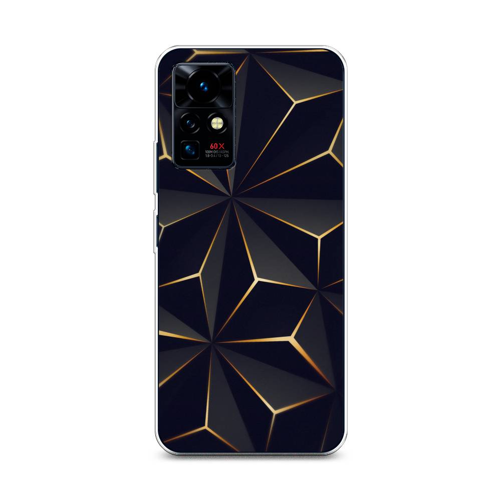 

Чехол на Infinix Zero X Pro "Черные полигоны", Золотистый;черный, 3101150-3