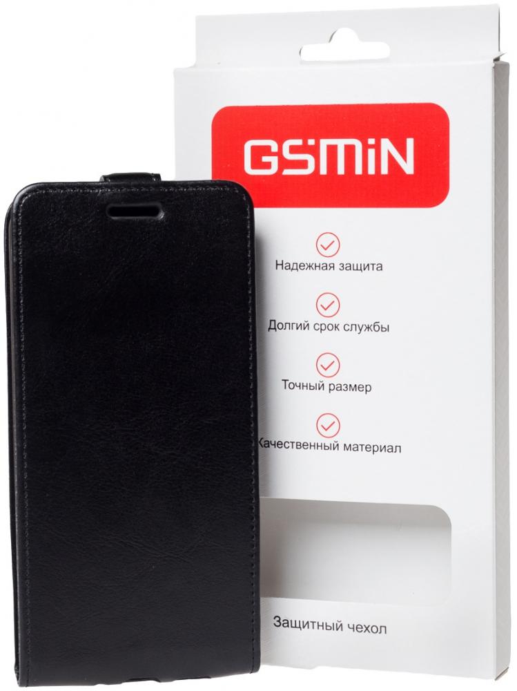 фото Кожаный чехол-флип gsmin series classic для zte tempo x с магнитной застежкой (черный)