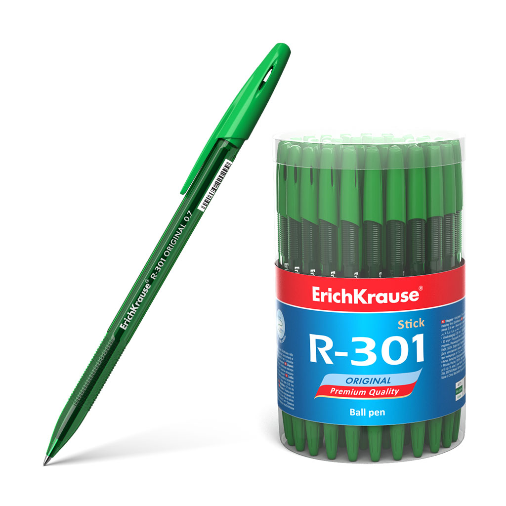

Ручка шариковая ErichKrause R-301 Original Stick 46775, зеленая, 0,7 мм, R-301 Stick