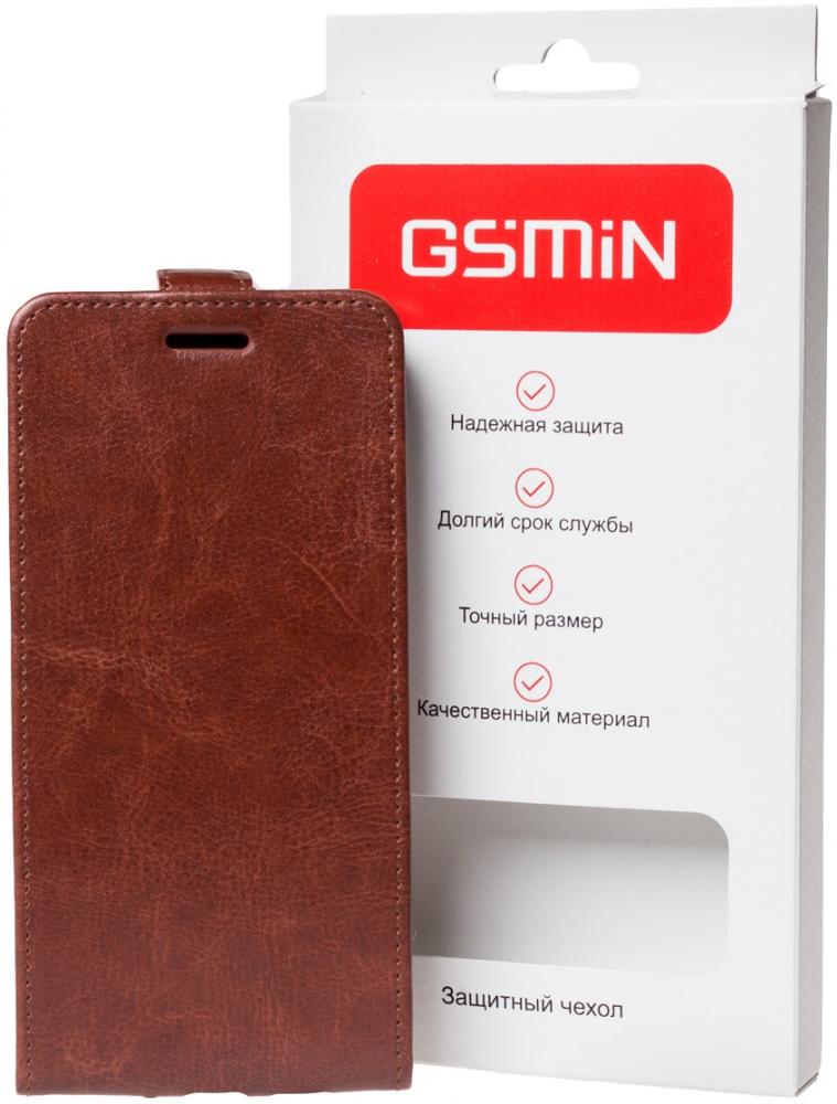 фото Кожаный чехол-флип gsmin series classic для oppo r11s с магнитной застежкой (коричневый)